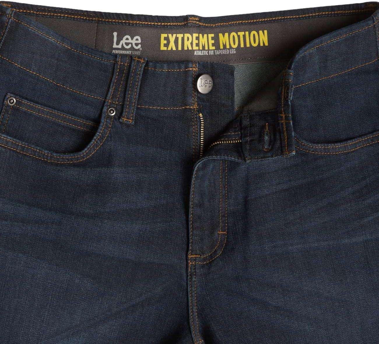 imageLee Mens Extreme Motion Straight Taper JeanBlue Strike
