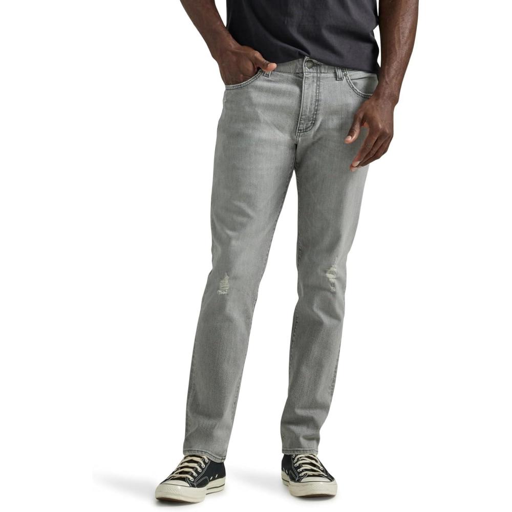 imageLee Mens Extreme Motion Straight Taper JeanGray Scotch  Destruction Features