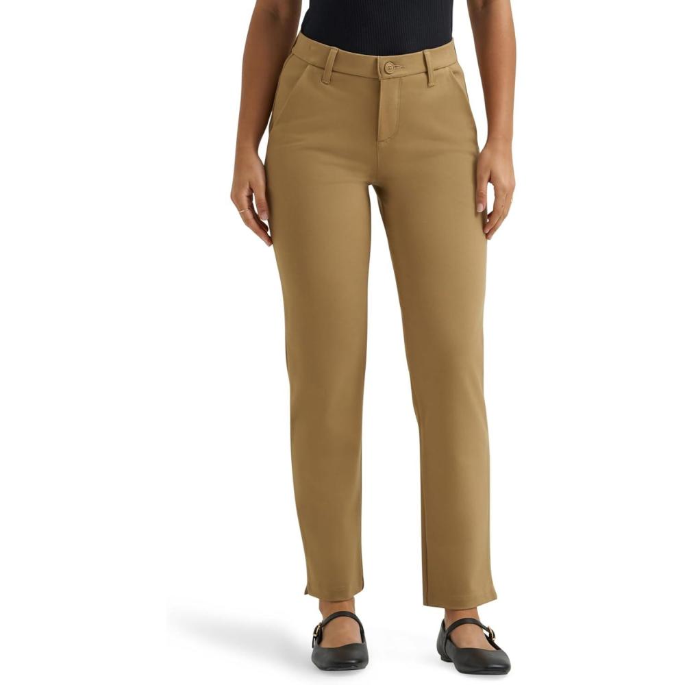 imageLee Womens Ultra Lux Comfort Any Wear Side Vent Ankle PantKhaki