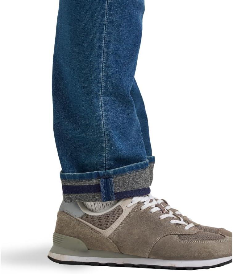 imageLee Mens Extreme Motion Regular Taper JeanDash Brushed Knit Striped Lining