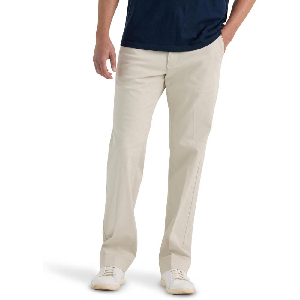 imageLee Mens Extreme Motion Flat Front Regular Straight PantCity Beige