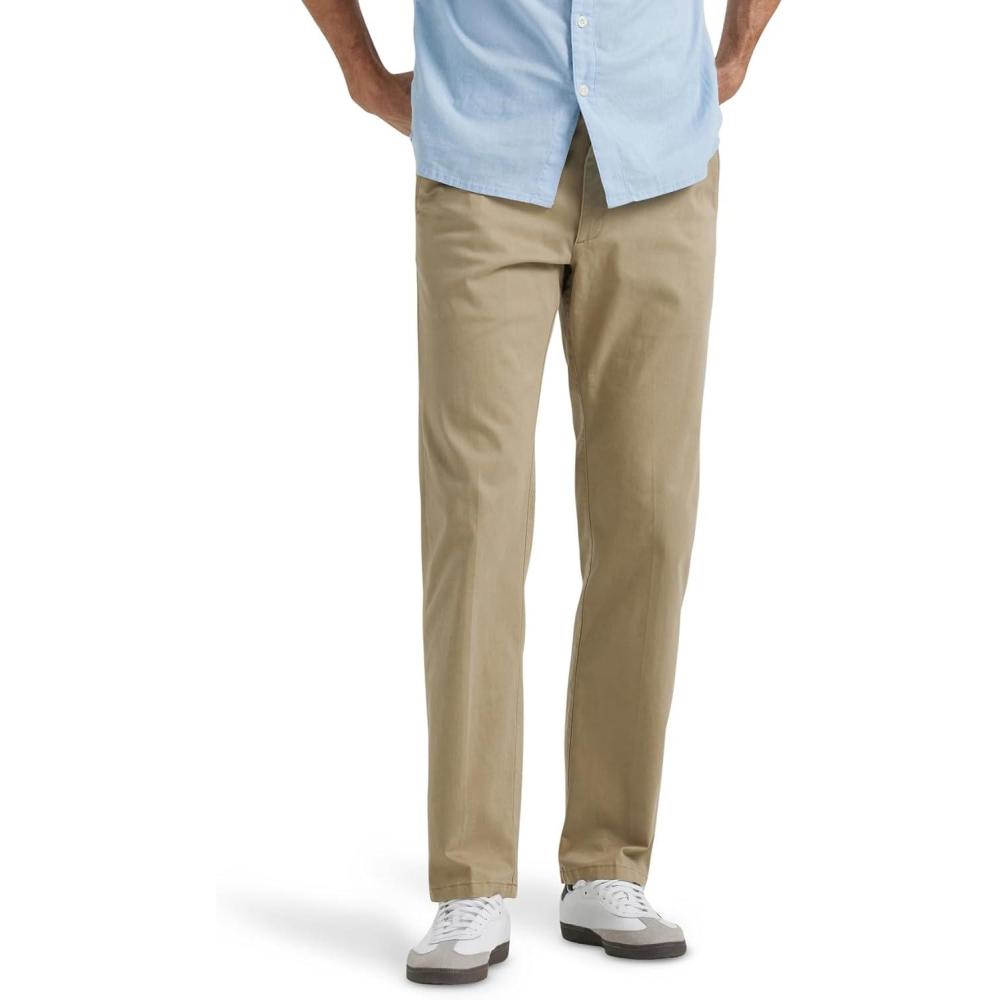 imageLee Mens Extreme Motion Flat Front Regular Straight PantOriginal Khaki