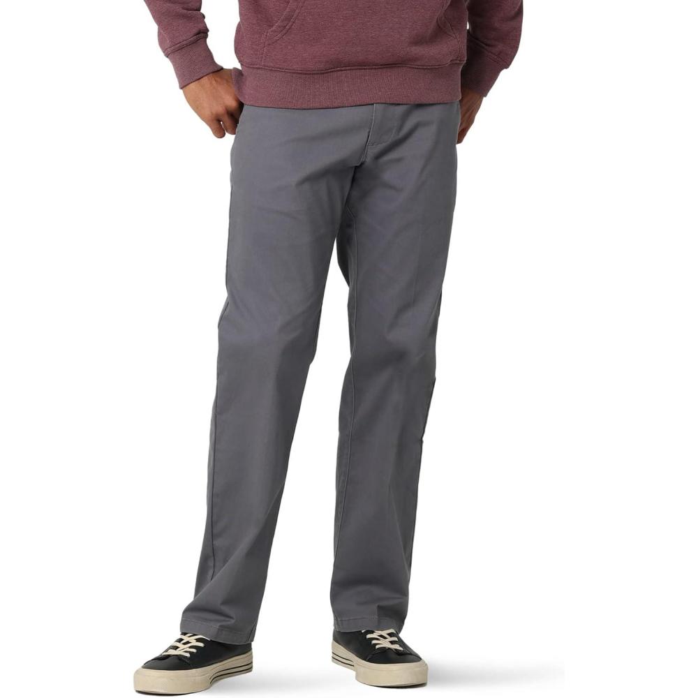 imageLee Mens Extreme Motion Flat Front Regular Straight PantPainter Gray