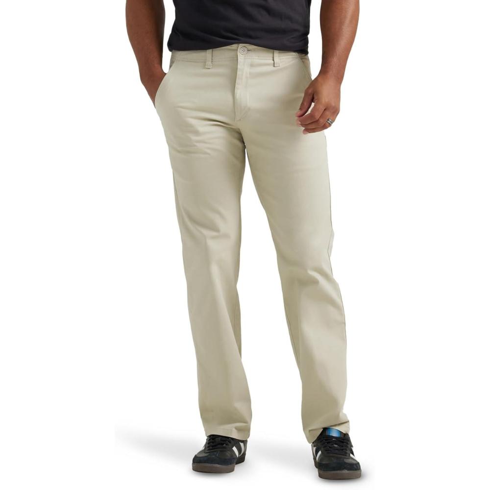 imageLee Mens Extreme Motion Flat Front Regular Straight PantStone