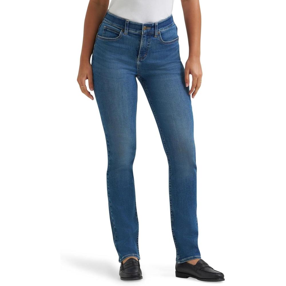 imageLee Womens Ultra Lux Comfort with Flex Motion Straight Leg JeanBlue Strain