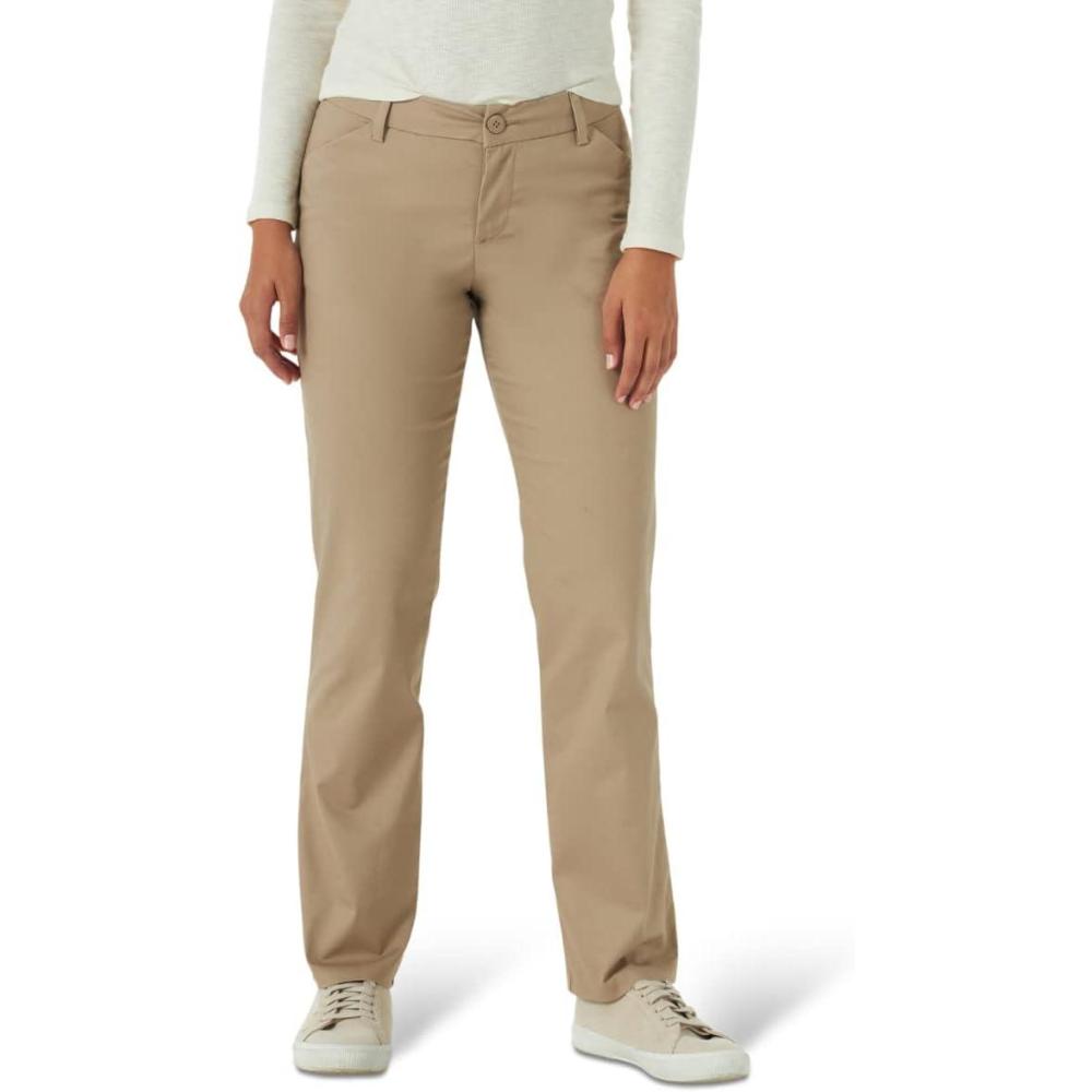 imageLee Womens Wrinkle Free Relaxed Fit Straight Leg PantFlax