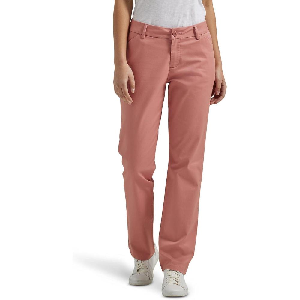 imageLee Womens Wrinkle Free Relaxed Fit Straight Leg PantMallory  Med PinkRose