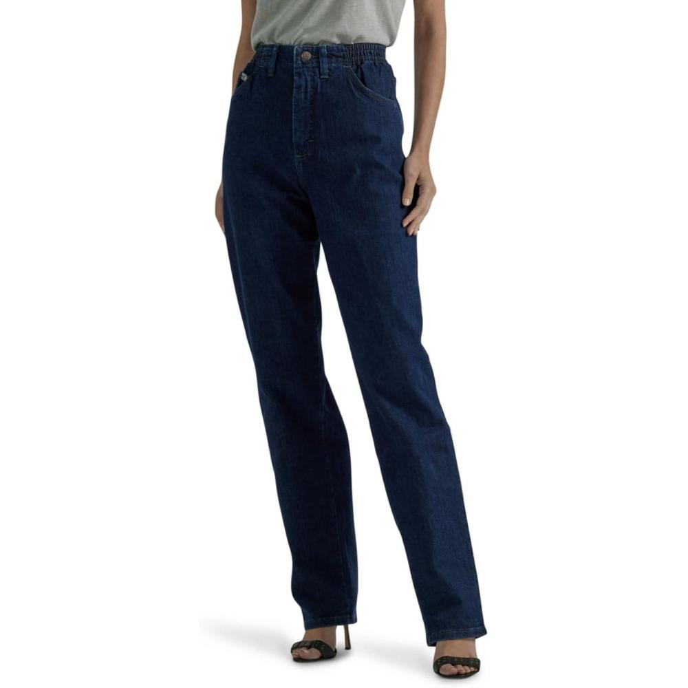 imageLEE Womens RelaxedFit Side Elastic TaperedLeg JeanDark Indigo