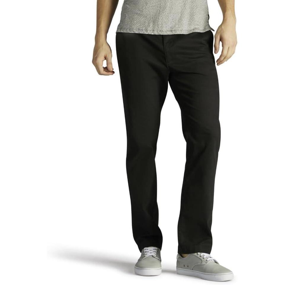 imageLee Mens Extreme Motion Flat Front Slim Straight PantBlack