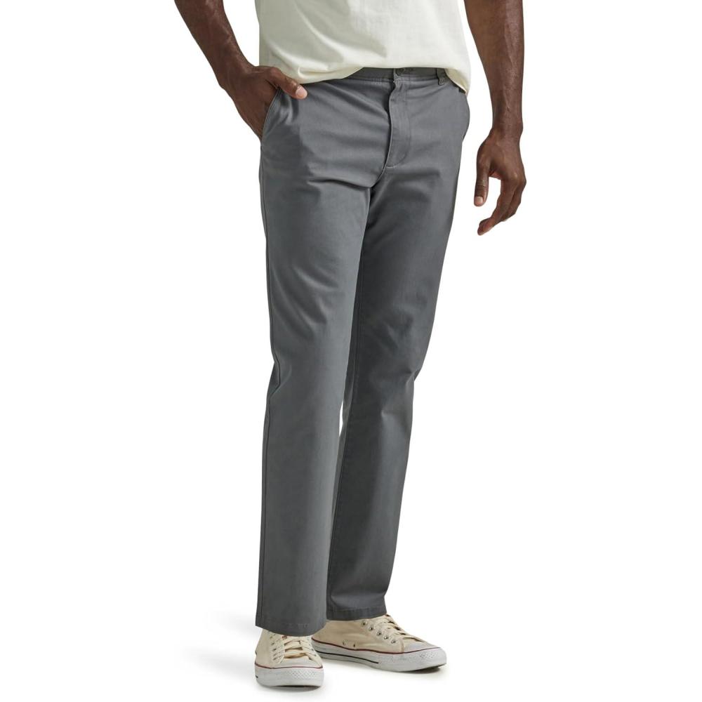 imageLee Mens Extreme Motion Flat Front Slim Straight PantPainter Gray