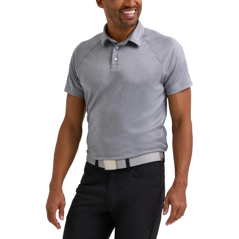 imageLee Mens Golf Series Short Sleeve Performance Polo ShirtStatic Gray