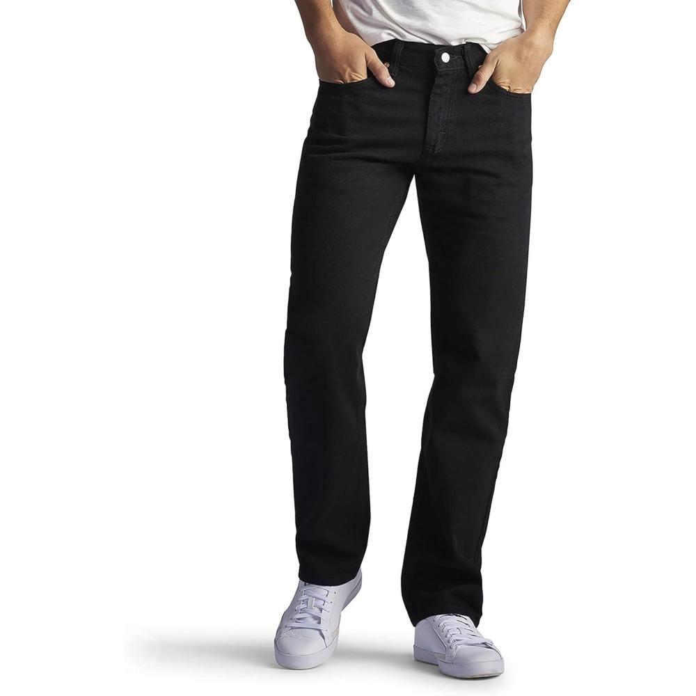 imageLee Mens Regular Fit Straight Leg Jean Dark Stone 35W x 30LDouble Black