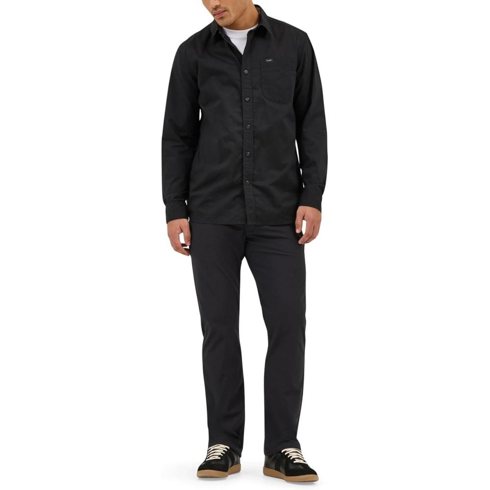 imageLee Mens X Move Long Sleeve AllPurpose 1 Pocket ShirtUnion All Black