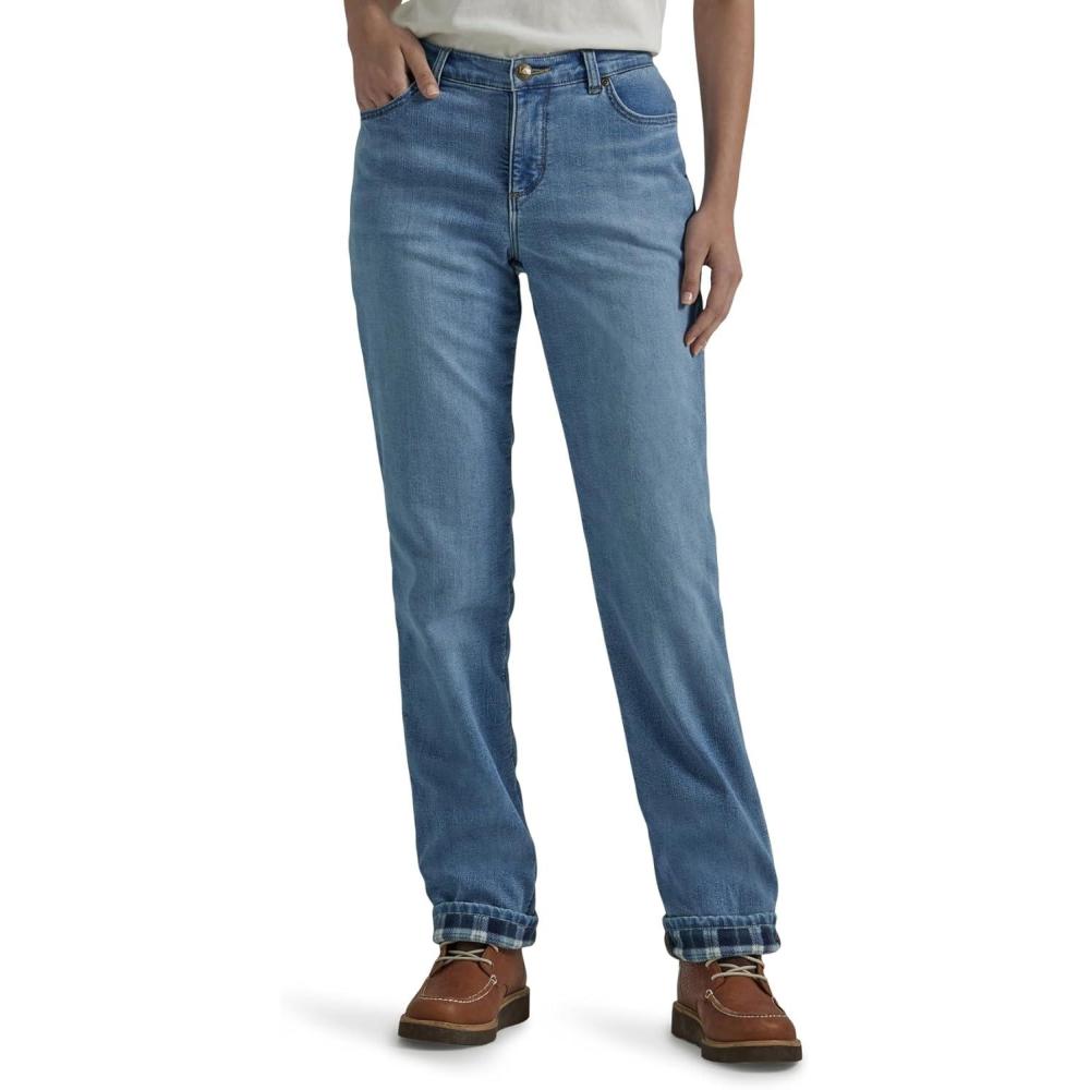 imageLee Womens Relaxed Fit Straight Leg JeanFleecelined Alpine Frost
