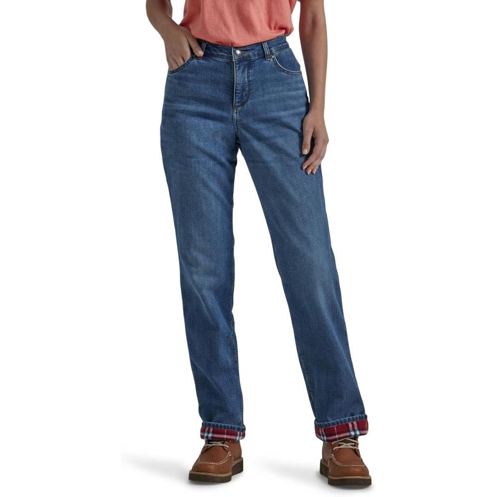 imageLee Womens Relaxed Fit Straight Leg JeanFleecelined Snowy Dawn