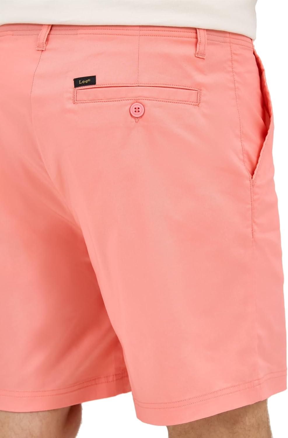 imageLee Mens Extreme Motion 7quot Flat Front ShortBright Papaya