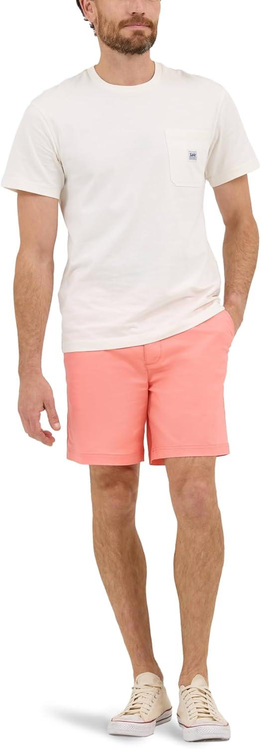 imageLee Mens Extreme Motion 7quot Flat Front ShortBright Papaya