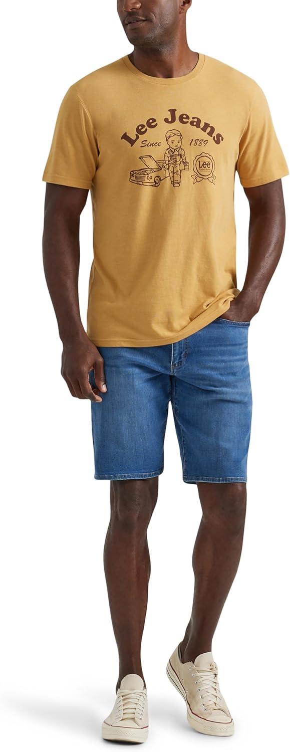 imageLee Mens Extreme Motion Five Pocket Denim ShortDenim ShortsBlue Rooster