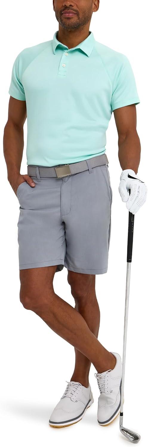 imageLee Mens Golf Series Synthetic Flat Front Chino ShortNew Gray