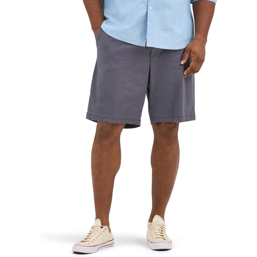 imageLee Mens Big ampamp Tall Extreme Motion Flat Front ShortCharcoal Gray