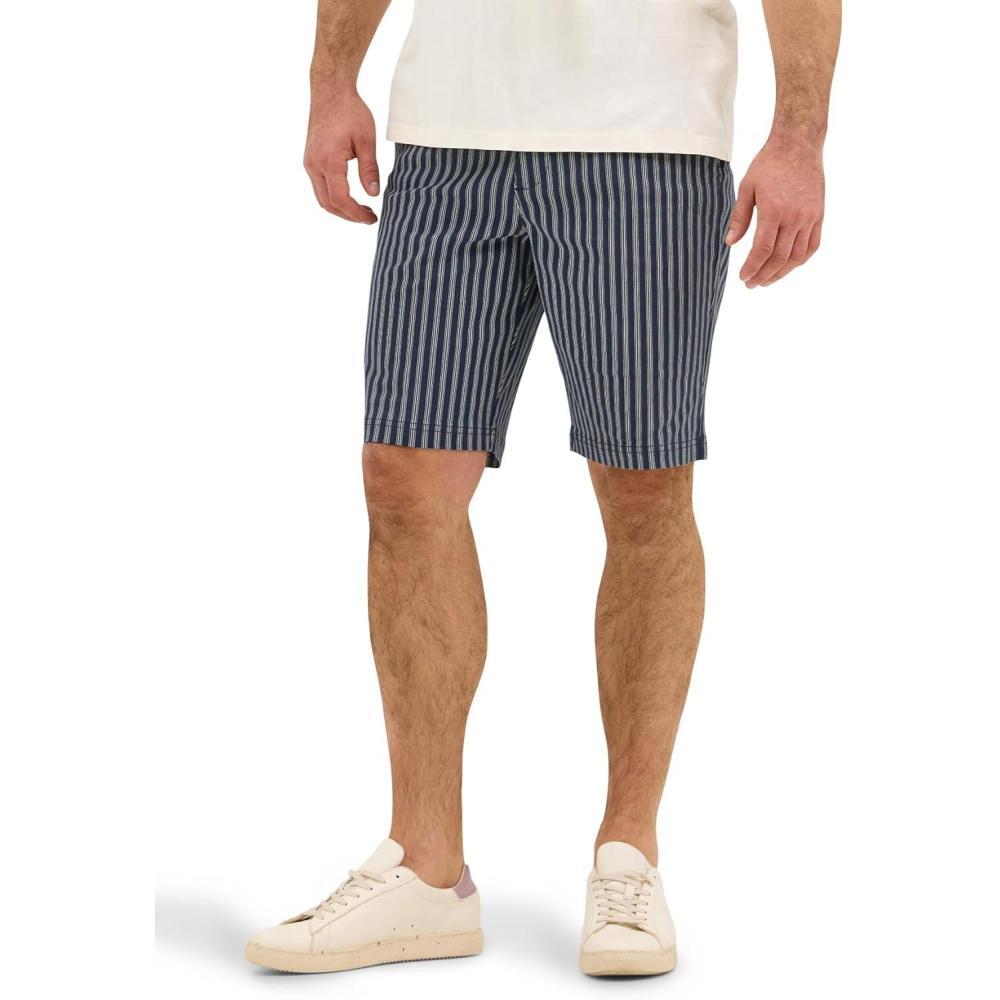 imageLee Mens Big ampamp Tall Extreme Motion Flat Front ShortMood Indigo Stripe