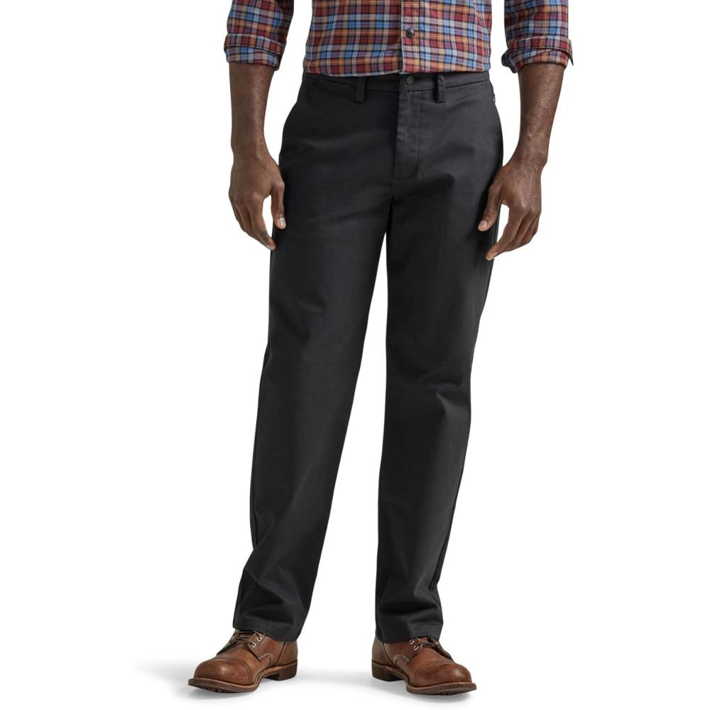 imageLee Mens Flat Front Relaxed Straight PantBlack