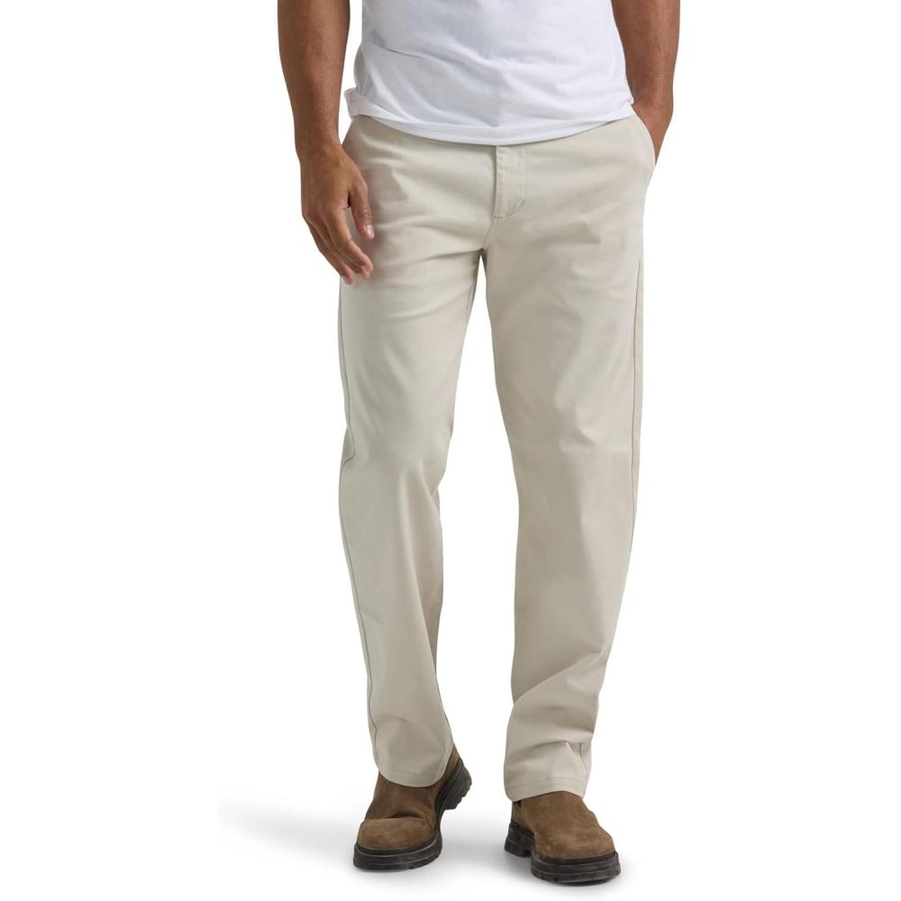 imageLee Mens Flat Front Relaxed Straight PantCity Beige