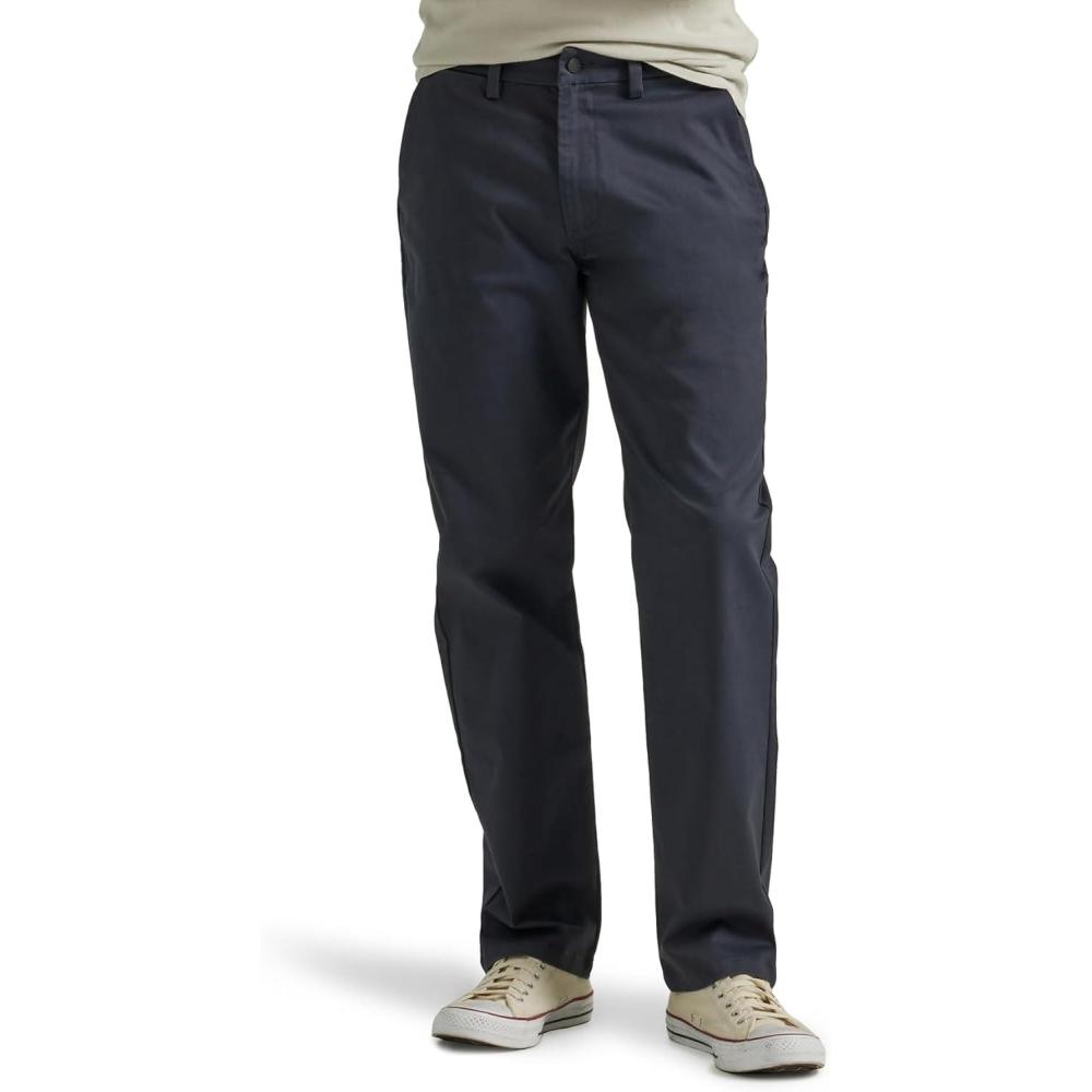 imageLee Mens Flat Front Relaxed Straight PantNavy