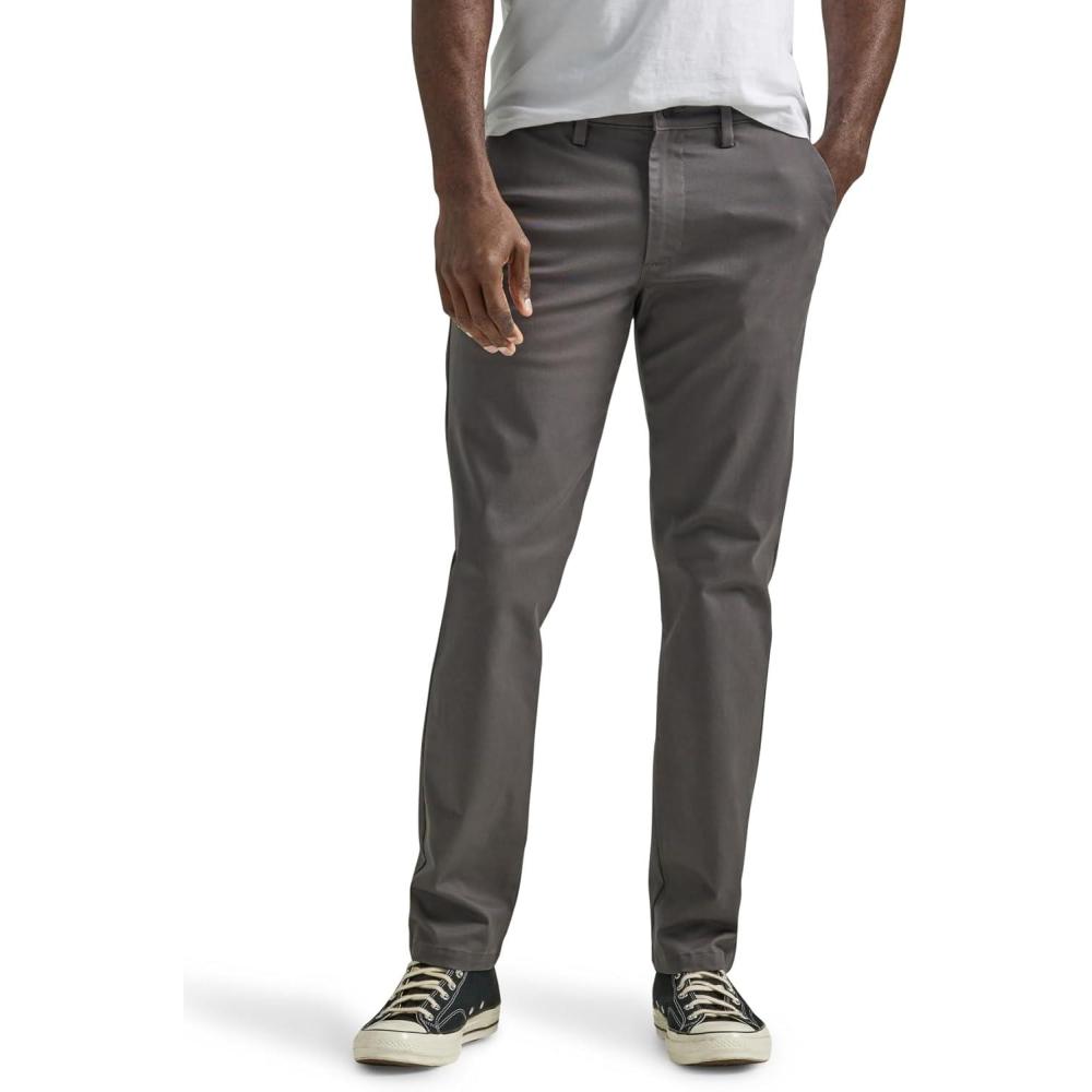 imageLee Mens Flat Front Slim Straight PantCharcoal