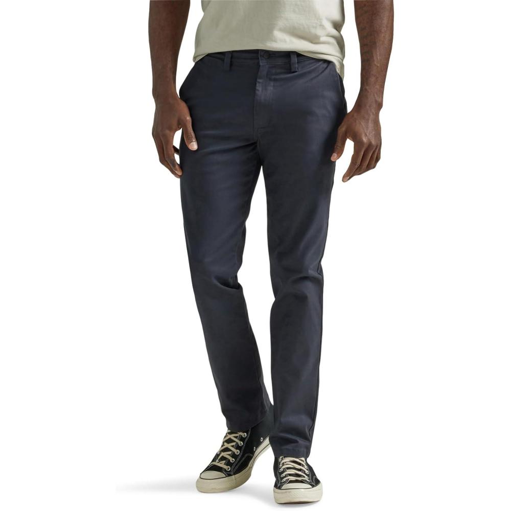 imageLee Mens Flat Front Slim Straight PantNavy