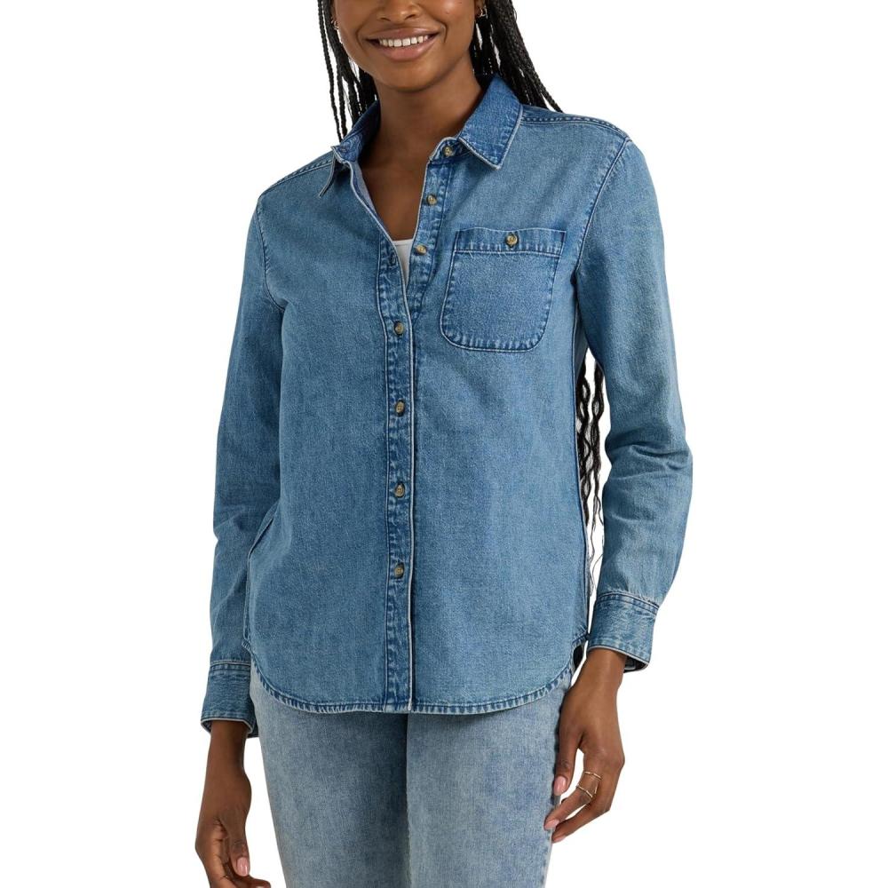 imageLee Womens Legendary Long Sleeve All Purpose Button Down ShirtIn Time