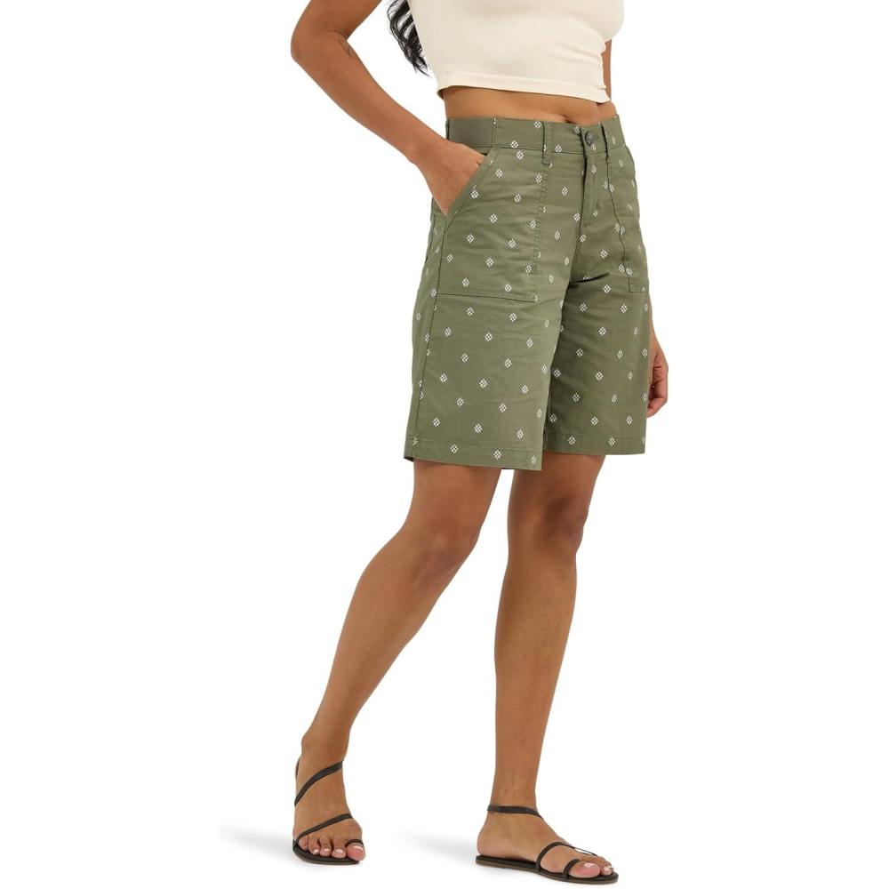 imageLee Womens Ultra Lux Comfort with Flextogo Utility Bermuda ShortOlive Grove Block Print