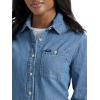 Lee Women’s Legendary Long Sleeve All Purpose Button Down Shirt(Mid Wash)