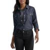 Lee Women’s Legendary Slim Fit Western Snap Shirt(Obsidian Night – Dark Blue)