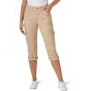 Lee Women’s Relaxed Fit Austyn Knit Waist Cargo Capri Pant(Café)