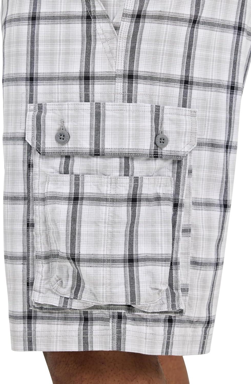 imageLee Mens Big ampamp Tall New Belted Wyoming Cargo Short Gray Plaid 46