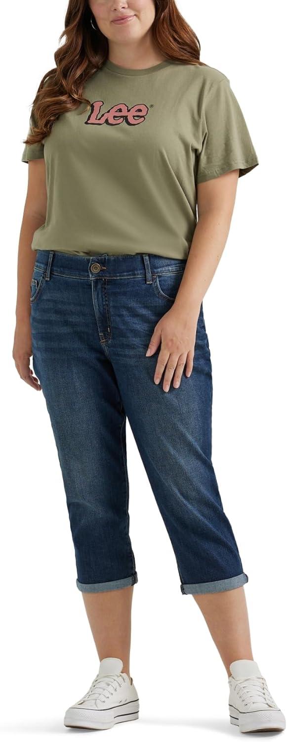 imageLee Womens Plus Size Flex Motion Regular Fit 5 Pocket Capri JeanBewitched