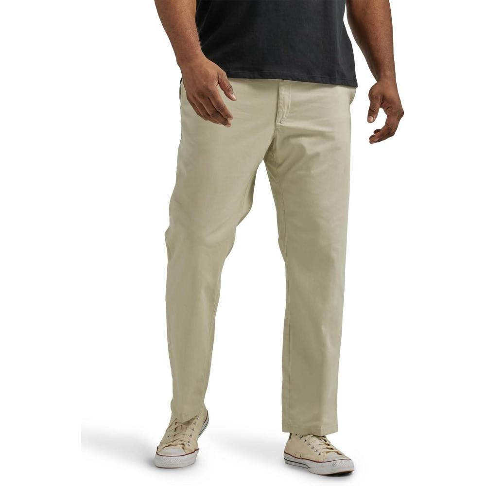 imageLee Mens Big ampamp Tall Extreme Motion Flat Front Regular Straight PantStone