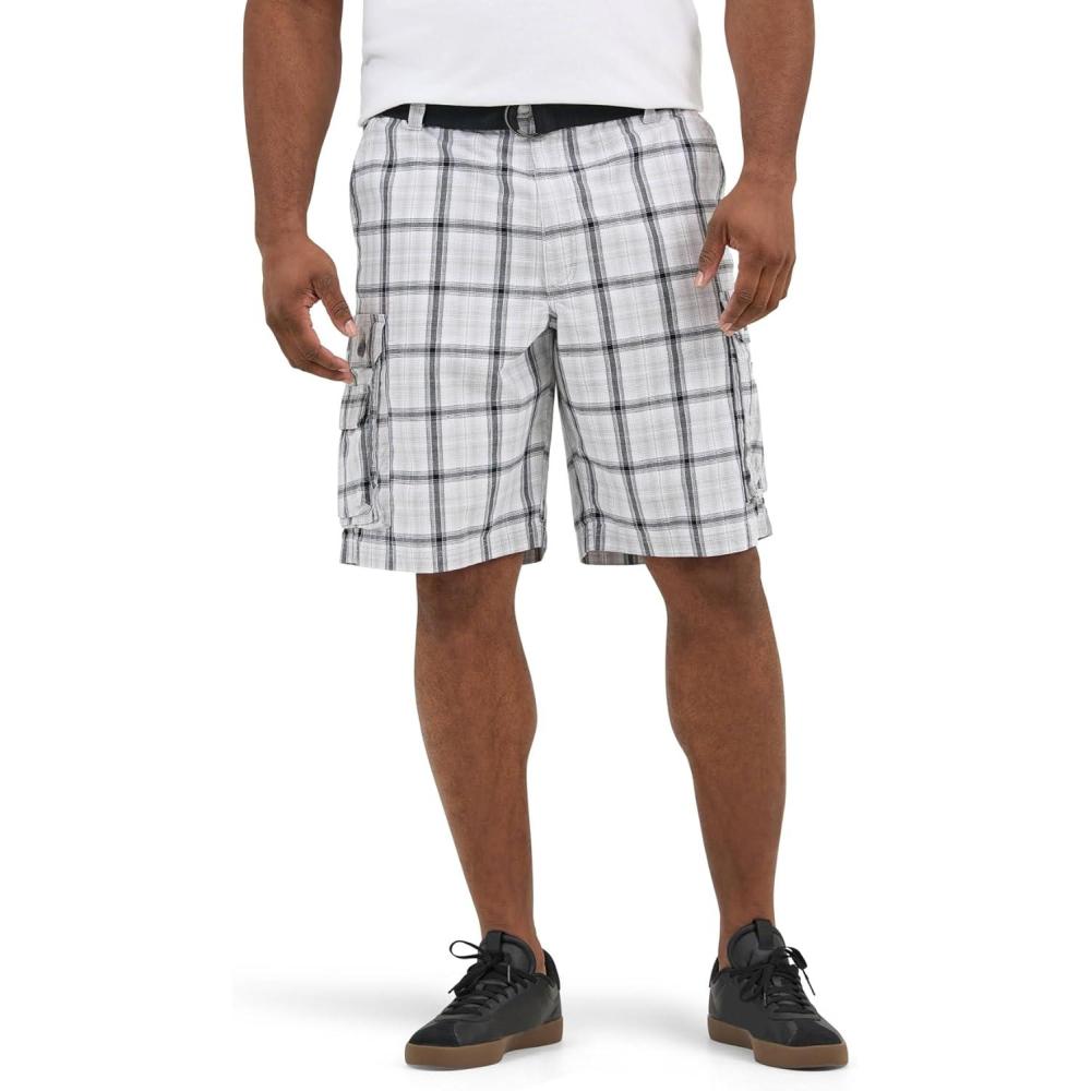 imageLee Mens Big and Tall New Belted Wyoming Cargo ShortGray Plaid
