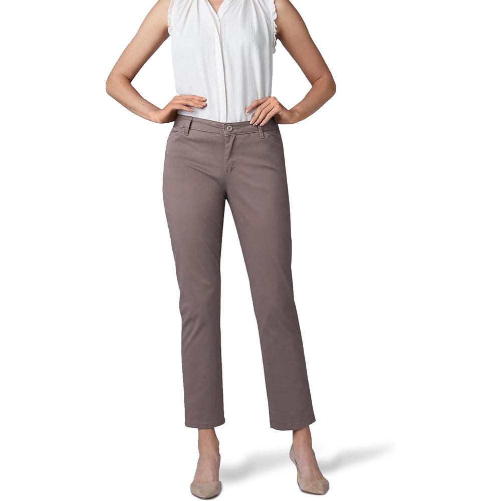 imageLee Womens Petite Relaxed Fit All Day Straight Leg PantFalcon Brown