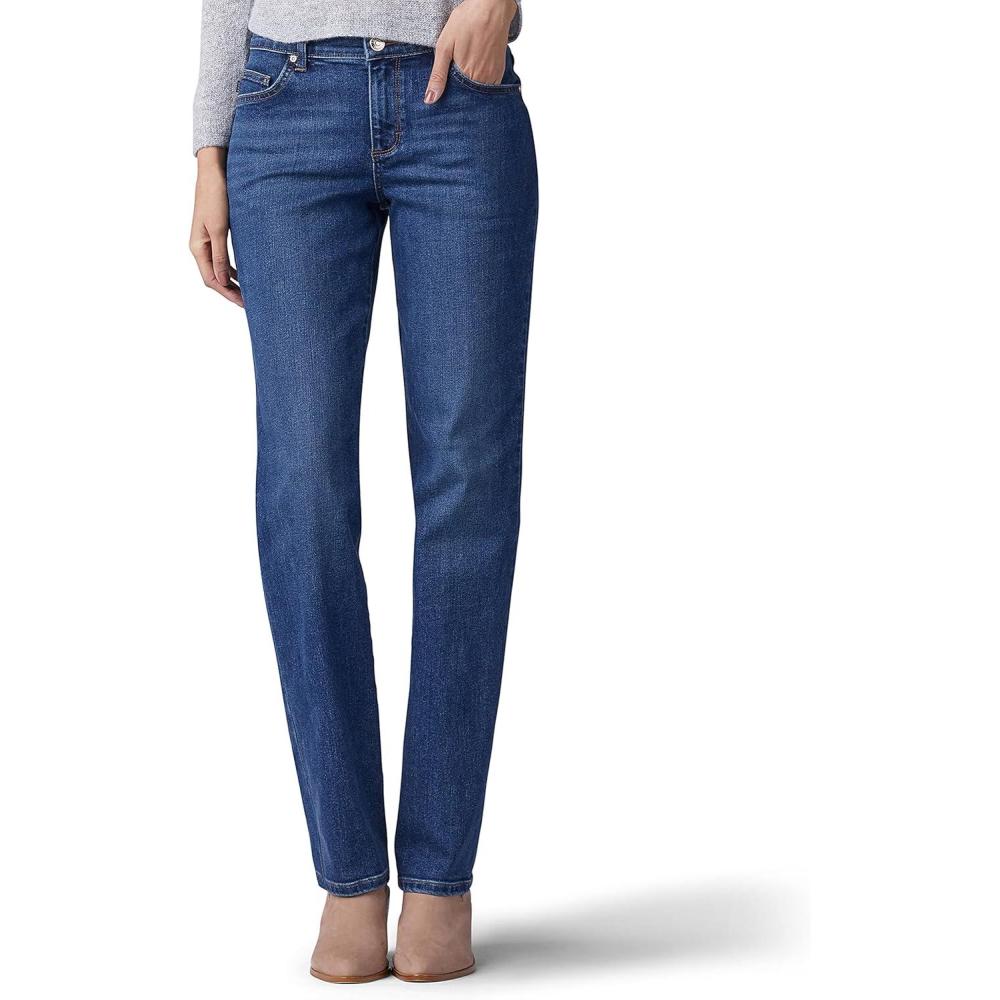 imageLee Womens Petite Relaxed Fit Straight Leg JeanEl Paso Blue