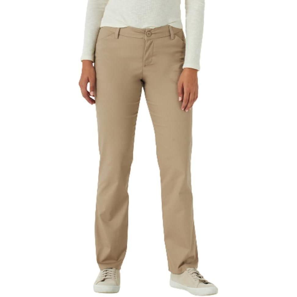 imageLee Womens Petite Wrinkle Free Relaxed Fit Straight Leg PantFlax