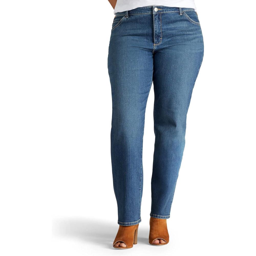 imageLee Womens Plus Size Instantly Slims Classic Relaxed Fit Monroe Straight Leg JeanSeattle