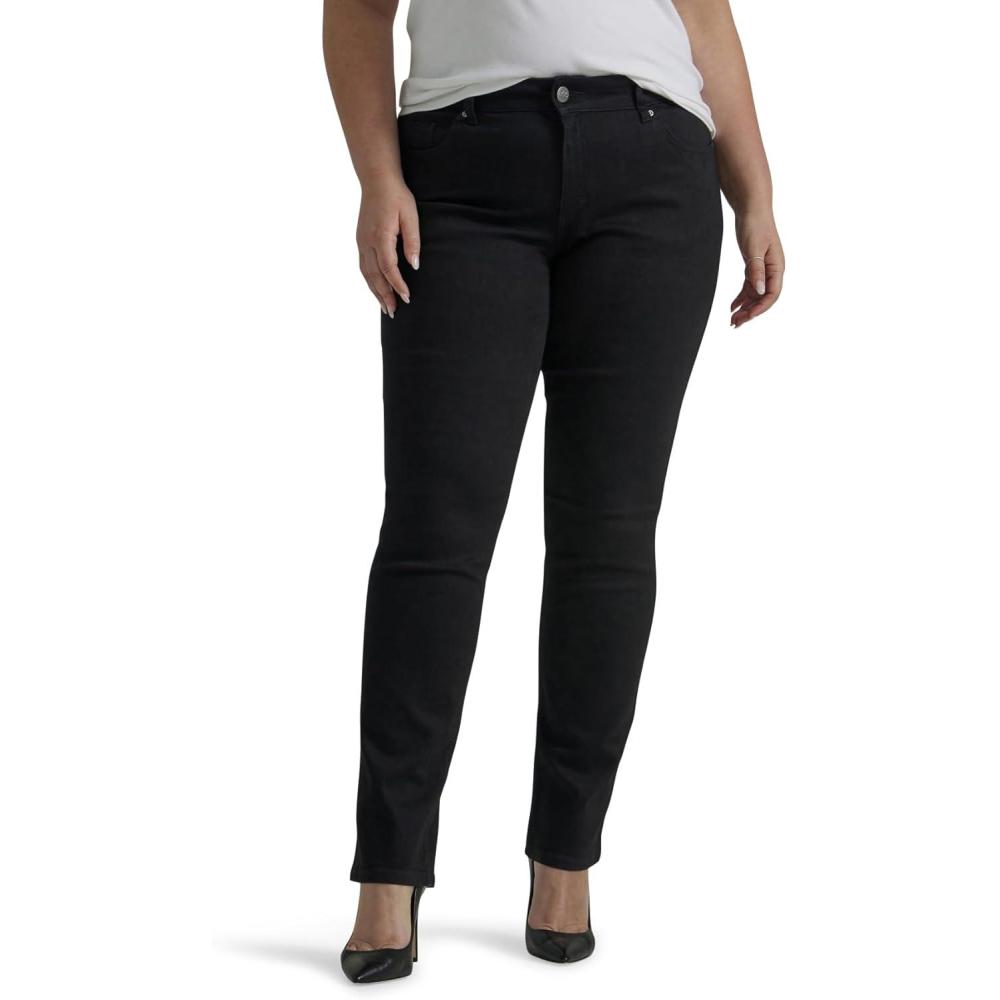 imageLee Womens Plus Size Legendary Mid Rise Straight Leg JeanBlack