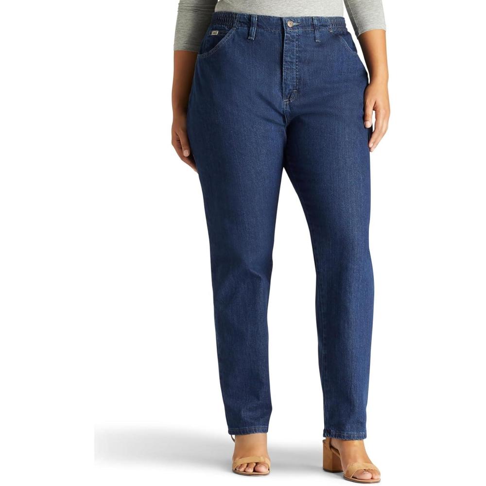 imageLee Womens Plus Size Relaxed Fit Side Elastic Tapered Leg JeanDark Indigo