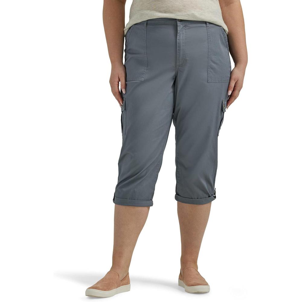 imageLee Womens Plus Size Ultra Lux Comfort with Flextogo Cargo Capri PantTech Gray