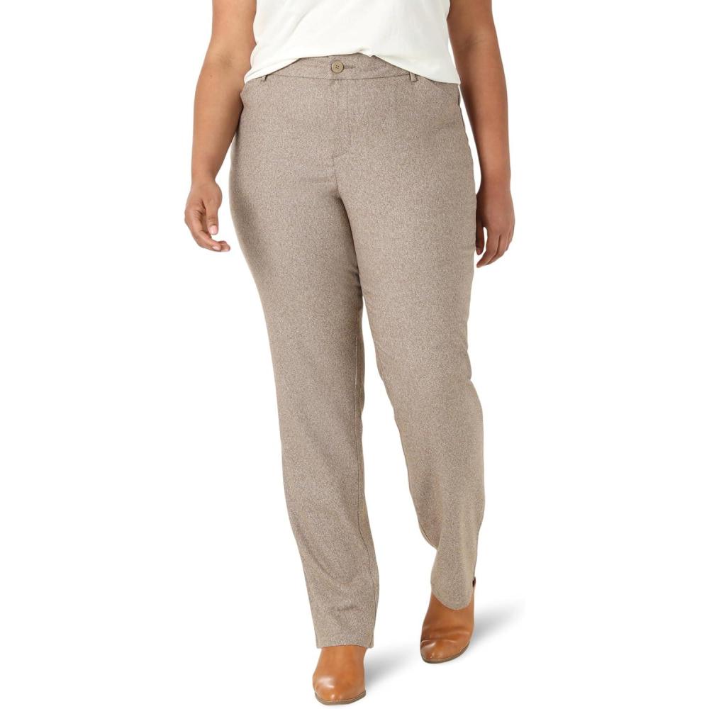 imageLee Womens Plus Size Wrinkle Free Relaxed Fit Straight Leg PantDark Earth