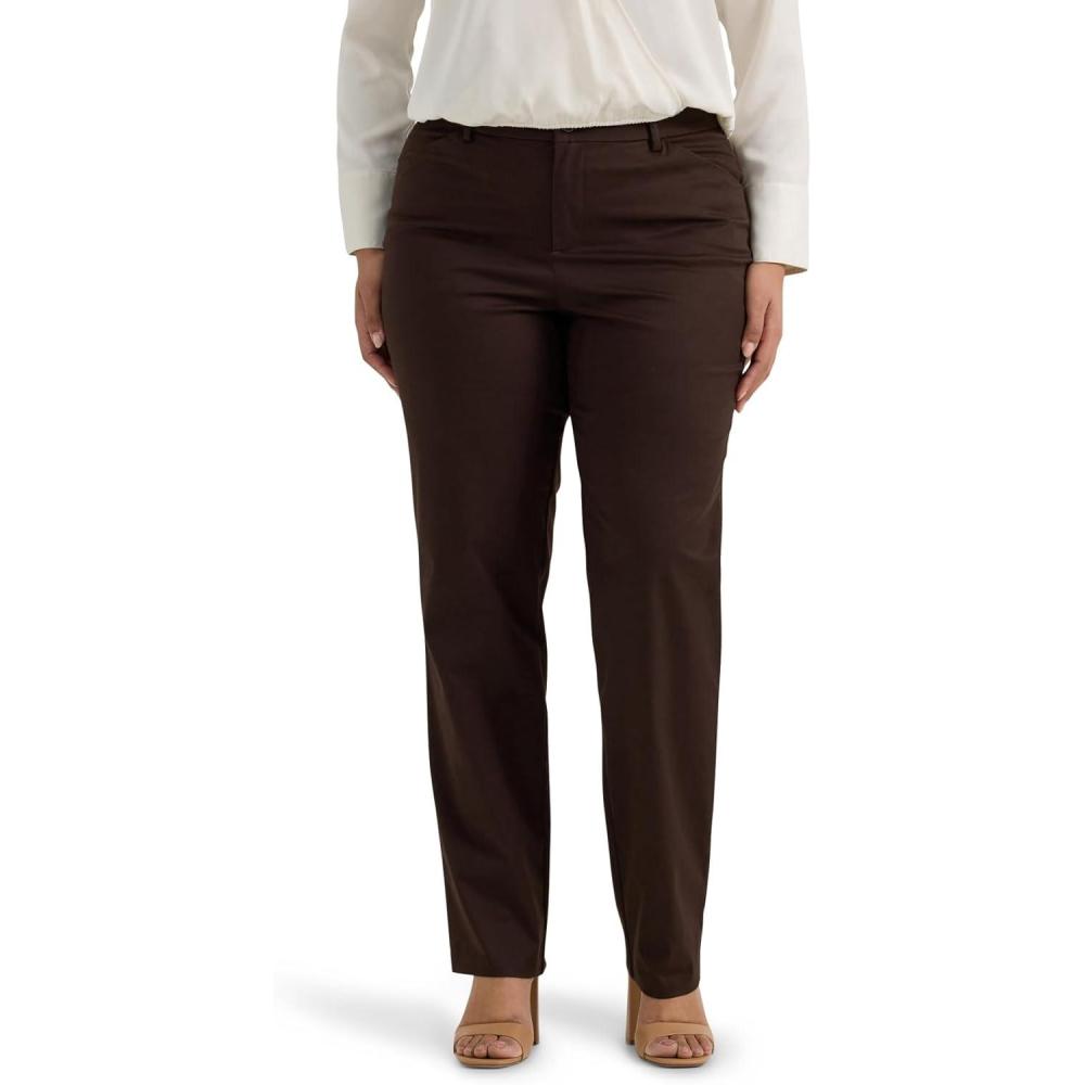 imageLee Womens Plus Size Wrinkle Free Relaxed Fit Straight Leg PantEspresso