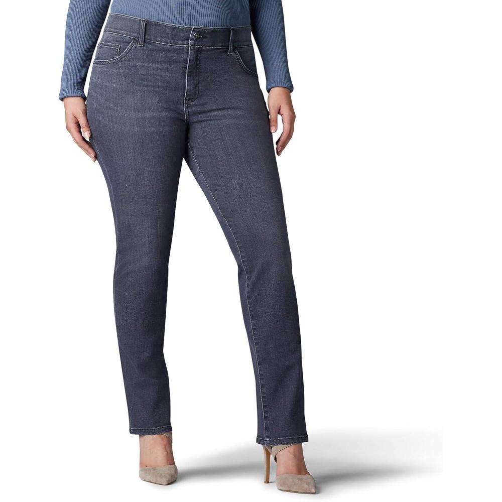 imageLee womens Plus Size Ultra Lux Comfort With Flex Motion Straight Leg JeanCharcoal Gray