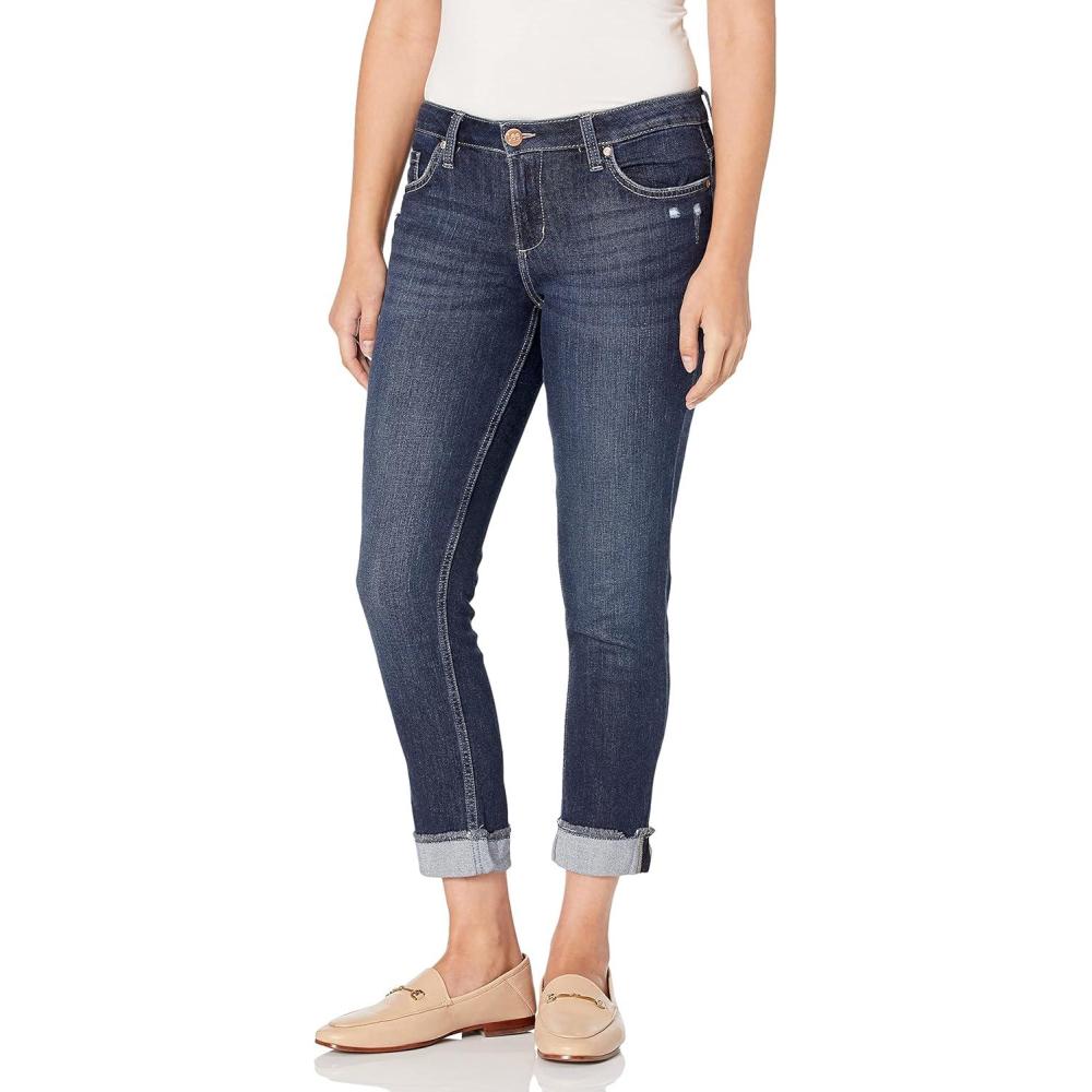 imageRiders by Lee Indigo Womens Fringe Cuff Boyfriend JeanDark